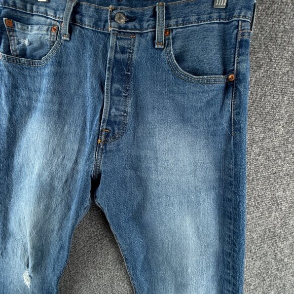 Levis 501 93 Straight Jeans Button Fly Classic Blue Denim Men Cotton ACTL 32X29 - Picture 3 of 16